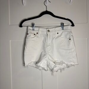Levi’s high rise White Distressed Denim Shorts